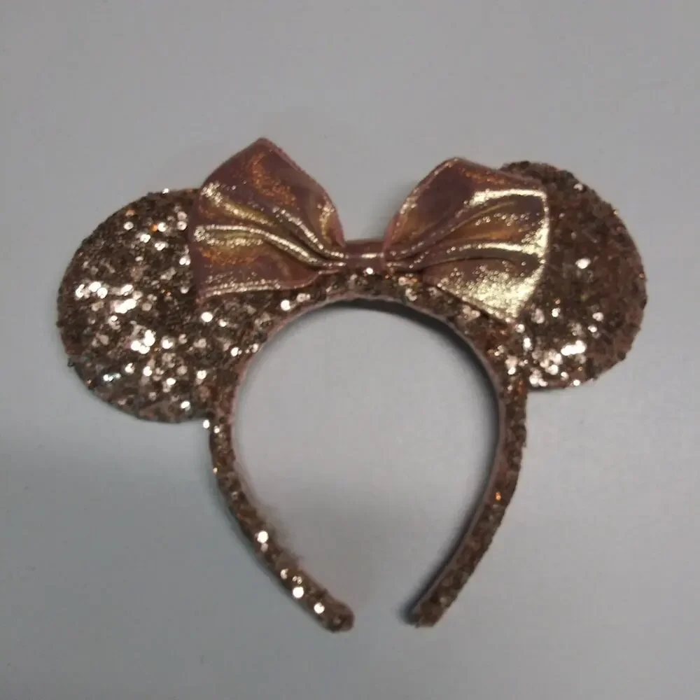 Set of Black and Rose Gold Sequin Mouse Ear Headbands Vacation Size One Size
